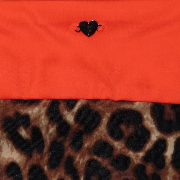 RARE Victoria's Secret PINK Hunter Orange Leopard Cheeky Tiny Pushup Bikini XS - Picture 12 of 15